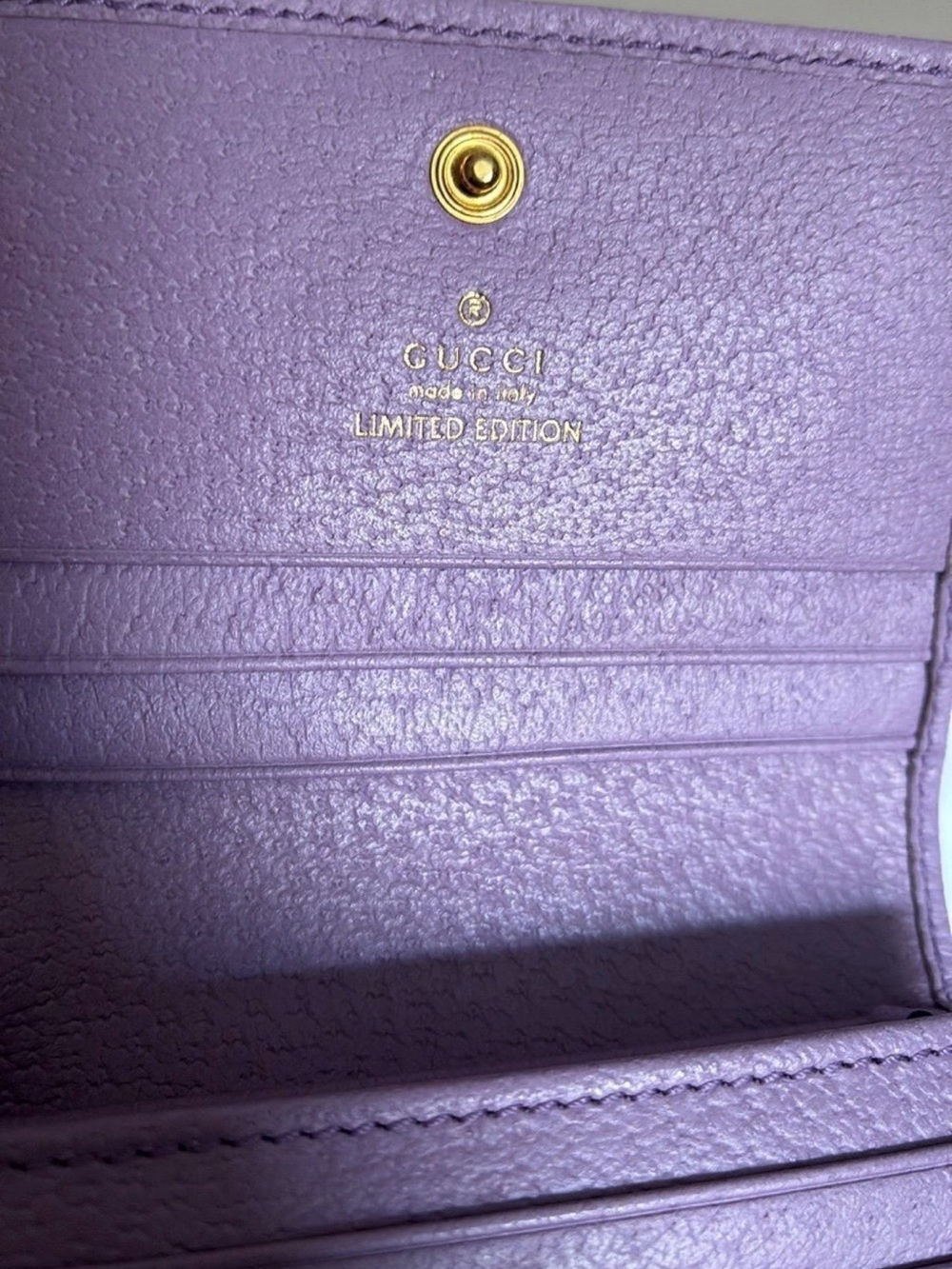 Gucci Floral GG Marmont Lilac Leather Mini Wallet - Picture 4 of 12